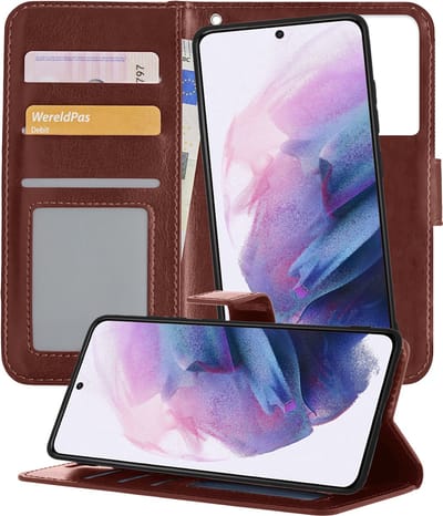Hoesje - 2 in 1 - Geschikt voor Samsung Galaxy S21 Ultra - Met Uitneembare Hard Cover - Kunstleer - Bookcase - Wallet Case - Met Pasjeshouder - Book Case - Uitneembaar - Pashouder - Telefoonhoes - Bruin