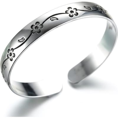 925 Zilveren Open Bloemenarmband Voor Vrouwen Luxe Kwaliteit Sieraden Juwelen gray