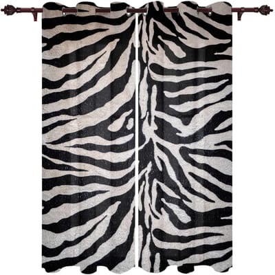 2 STUKS Rode Zebra Luipaardprint Raamgordijnen Woondecoratie Slaapkamer Raambekleding Valgordijnen voor Woonkamer Oogjesbovenkant 2x50Wx50H(CM)&Hook
