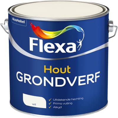 Flexa Grondverf - Binnen En Buitenhout - Wit - 2,5l