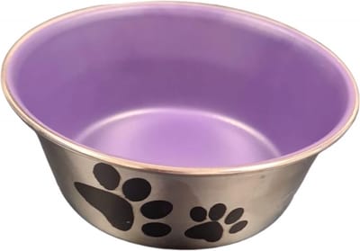 Nobleza Voerbak Hond en Kat - Drinkbak - RVS - 275 ml - Ø 9 cm - XXS - Paars