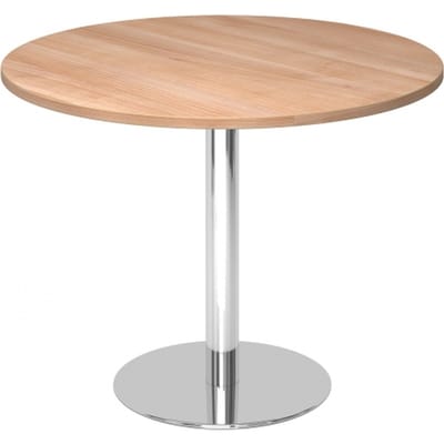 BISTRO F100R C - Systeem conferentietafel Walnoot Chroom Ø 100