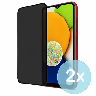 Privacy Screenprotector Geschikt voor Samsung Galaxy A03 – Anti-Gluren – Krasbestendig Gehard Glas 9H – Volledige Dekking – 2-Pack – FuturiQ