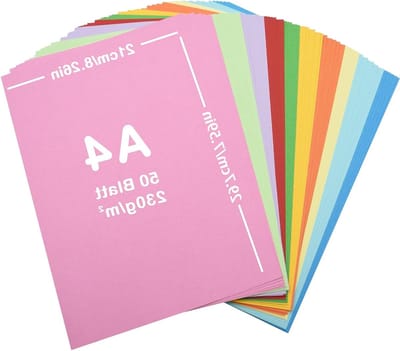 50 Kleurrijke A4 Vellen Papier in 10 Kleuren, 230 g/m², Perfect voor Creatieve DIY Projecten en Decoratie