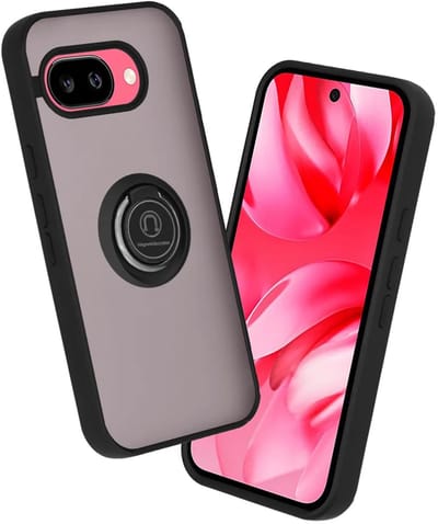 Hoesje geschikt voor Google Pixel 9a - Techsuit Glinth Back Cover met ring en magneet - Zwart