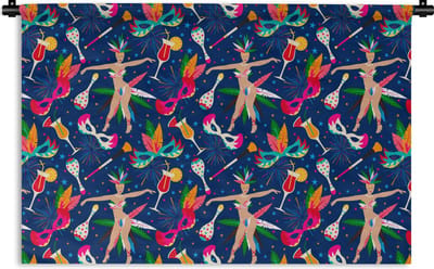 Wandkleed - Wanddoek - Carnaval - Brazilië - Patronen - 180x120 cm - Wandtapijt