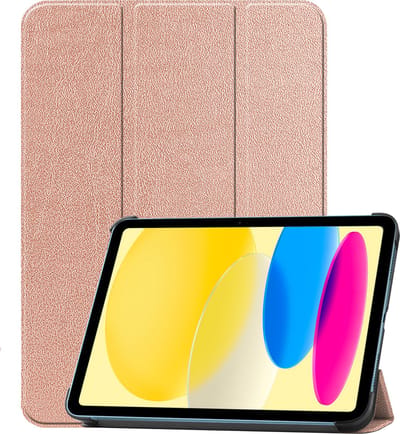 Hoesje Geschikt voor Apple iPad 10 (2022) - 10.9 inch - 10e Generatie - Dun & Stevig - Trifold Bookcase - Hard Cover - Hardcover Book Case - Tablet Hoes - Rosé goud