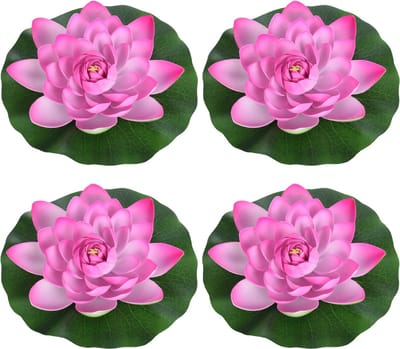 4x Roze drijvende kunst waterlelie bloemen 26 cm - Tuinaccessoires - Vijverbenodigdheden - Vijverdecoratie - Nep/kunst bloemen/planten - Waterlelies
