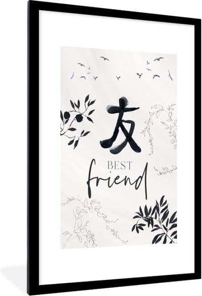 Fotolijst incl. Poster - Best friend - Beste vrienden - BFF - Spreuken - Quotes - 60x90 cm - Posterlijst