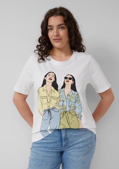 Katoenen T-shirt met print aan de voorkant voor vrouwen s.Oliver