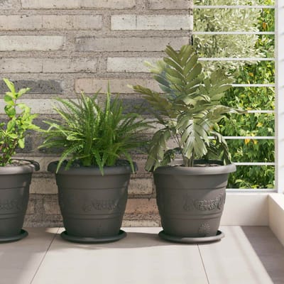 vidaXL Plantenpotten 6 st Zwart Ø 26 x 21.5 cm Kunststof