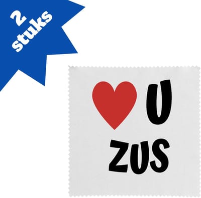 Akyol - love u zus brillendoekjes - Zus - de liefste zus - verjaardag - cadeautje voor zus - zus artikelen - kado - geschenk - 17,8 bij 17,8 cm - 2 stuks
