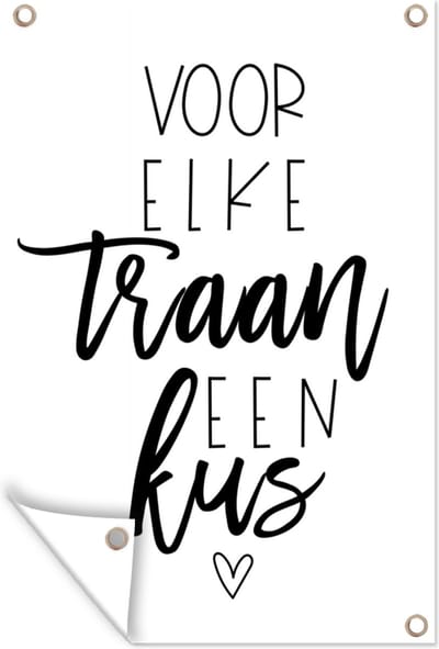 Muurdecoratie Beterschap - Quote - Hartjes - Kus - 120x180 cm - Tuinposter - Tuindoek