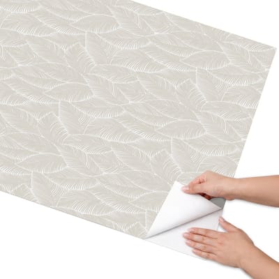 Coloray Meubel Wrap Folie - Beige Meubelfolie - 75x150 cm - Decoratiefolie Bladrijke elegantie - Meubel Wrap Folie - Modern Meubelfolie - Plakfolie Meubels - Keuken decoratie - Achtergronden en patronen