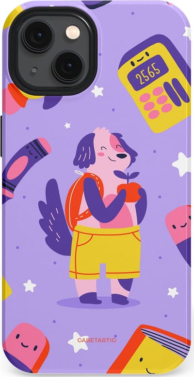 Casetastic hoesje geschikt voor Apple iPhone 13 - MagSafe - Dubbellaagse bescherming - Tussen boeken en sterren - Fashion Case - Lavendel Geel