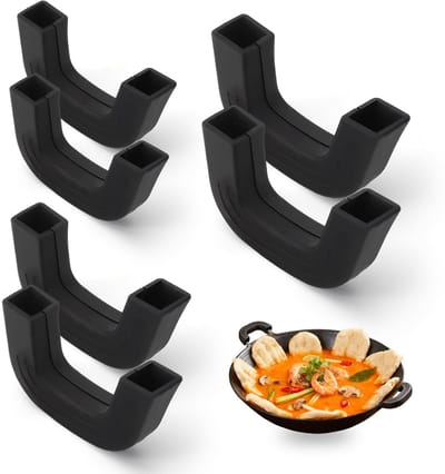 Dailygoods - Hittebescherming, 6 stuks, herbruikbaar, zwart, siliconen handgrepen voor potten, antislip pannengreep, siliconen afdekking voor pannen, potten en wokken (S, M, L)