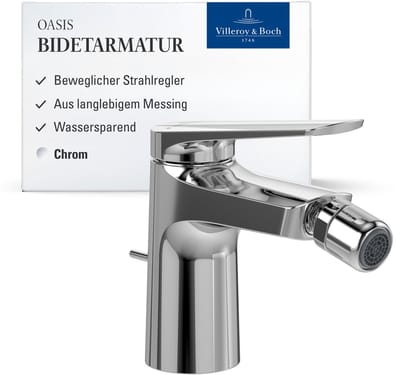 Villeroy & Boch Oasis bidetmengkraan, trekstang, waterbesparend, chroom, 73mm