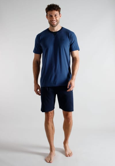 TOM TAILOR - pyjamaset kort micro stripes blauw