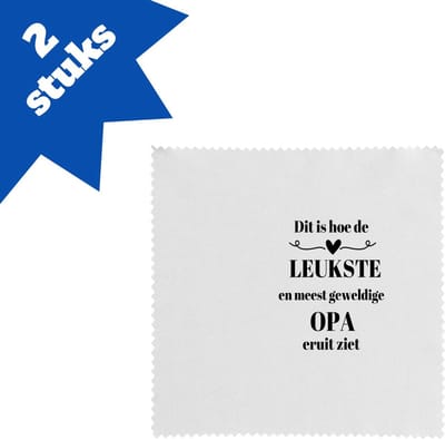 Akyol - dit is hoe de leukste en meest geweldige opa eruit ziet brillendoekjes - Opa - meest leukste opa - verjaardag - cadeautje voor opa - opa artikelen - kado - geschenk - 17,8 bij 17,8 cm - 2 stuks
