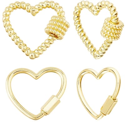 Dailygoods - Set van 4 Hartvormige Karabijnhaken in 18K Verguld
