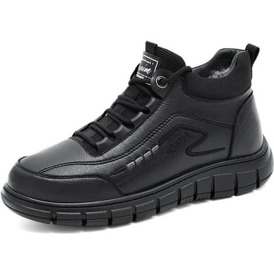 Hoge Herenschoenen Vintage Platform Casual Laarzen Herenschoenen Ronde Neus Met Pluche Warm Jeugd Sneeuwschoenen 44 black