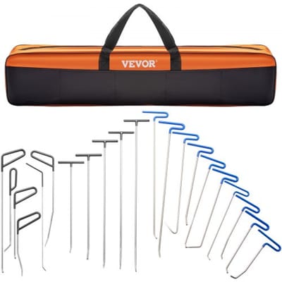 VEVOR Rod Dent Removal Kit, 21 stuks spuitloze deukreparatiestaven, roestvrijstalen deukstaven, walvisstaart deukreparatiegereedschap, professioneel hageldeukgereedschap