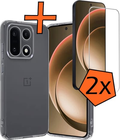 Hoes - Met 2x Screenprotector - Geschikt voor OnePlus 15 - Sterk & Shockproof - Back Cover - Siliconen Case - Telefoon Hoes - Transparant