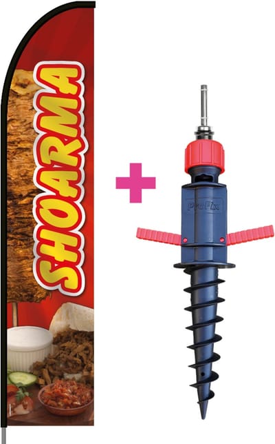 Beachflag - Shoarma #2 - Vlag + Grondboor + Rotator + Hengelsysteem + Draagtas - Actievlag.nl