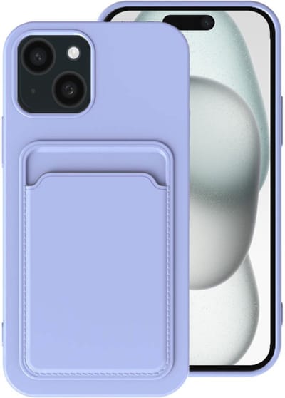 Smartphonica Telefoonhoesje Geschikt voor iPhone 15 met pasjeshouder - TPU backcover with cardslot - Paars geschikt voor iPhone 15