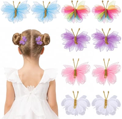 Haarspelden van tule, 5 kleuren, 5 cm grote vlinderhaarspelden, handgemaakte haaraccessoires van tule net voor dagelijks gebruik, feestdecoratie en als cadeau