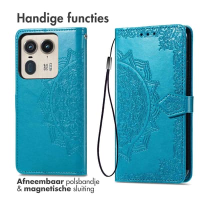 imoshion Mandala Bookcase voor de Motorola Edge 50 Ultra - Turquoise