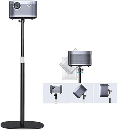 Metalen beamerstandaard met zware metalen voet, verstelbare hoogte 50-125 cm, 360° draaibaar, compatibel met beamers, camera's en mobiele telefoonhouders