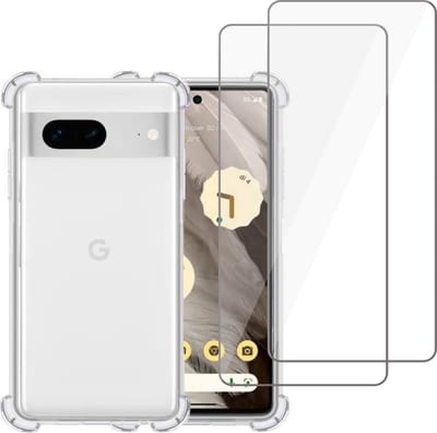 Hoesje geschikt voor Google Pixel 6 + 2x Screenprotector – Tempered Glass - Extreme Shock Case Transparant