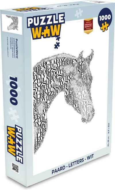 Puzzel Paard - Letters - Wit - Meisjes - Kinderen - Meiden - Legpuzzel - Puzzel 1000 stukjes volwassenen