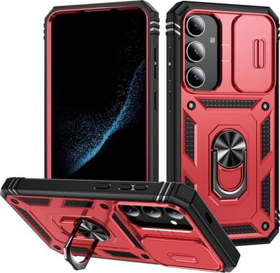 Coverup Hoesje - Geschikt voor Samsung Galaxy S24 Plus Hoesje - Coverup Ring Kickstand Back Cover met Camera Shield - Rood