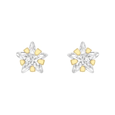 Lucardi Meisjes Oorknop - Ster - Zirkonia - Cadeau - 9 Karaat - Geelgoud