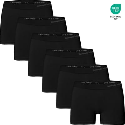 6-pack Naadloze Microfiber Boxershorts voor Dames - Middelhoge Taille - Jeukvrij - Super Elastisch - Zwart - Naadloos Ondergoed - 3007-Zwart S-L