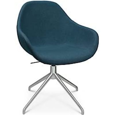 Vergaderstoel Topstar Sitness Life 2.0, draaibaar/zitting in hoogte verstelbaar, armleuningen, B 450 x D 390 x H 440-470 mm, 4-poots onderstel, mat aluminium & stof, petrol