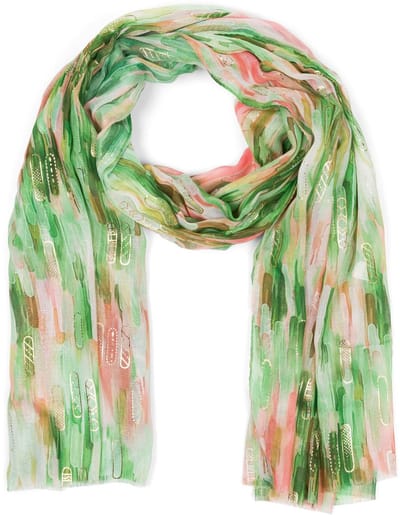 styleBREAKER Damessjaal met kleurrijke strepen kleurverloop patroon en metallic accenten, stola meerkleurig gestreept 01016222, groen, Eén Maat