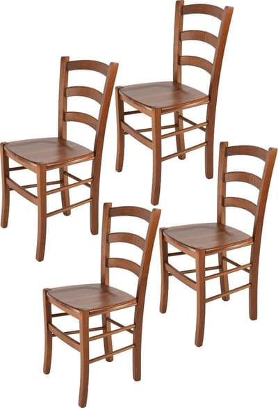 Tommychairs Venice - Eetkamerstoelen - Set van 4 - Licht Walnoot - Hout