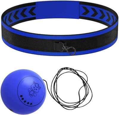 Boks Reflexbal Hoofdband - Reactiebal Set - Coördinatie Trainen - Verstelbare Hoofdband - 3 Maten Ballen - Blauw