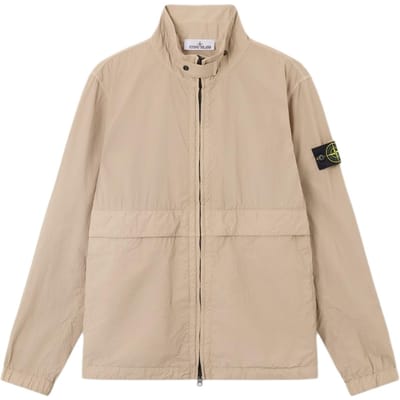 Stone Island Zomer 26 Smerigliato-Tc Nylon Waterdichte Hoge Kraag Rits Lange Mouwen Jas Heren jassen L1S154100056S0345-V009A M beige