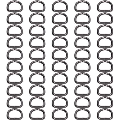 50 pièces Anneaux en D Durables Portables Compacts Légers Faciles à Remplacer Accessoires de Sac pour Vêtements Silver Black
