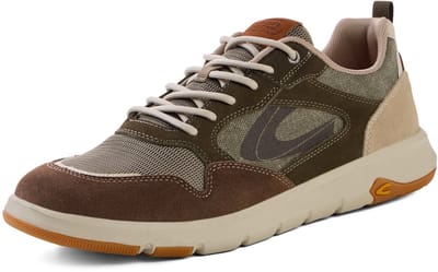 camel active Lichte sneakers van leer en textiel - Maat menswear-42 - Kaki