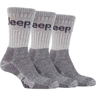 Heren 3 paar Jeep Cushion Sole Hiking werksokken - Steen
