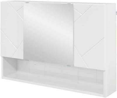 Spiegelkast Badkamer - Wandkast Opbergkast - Opgeruimd Huis - Hoogglans Afwerking - 80 x 55 cm - Wit