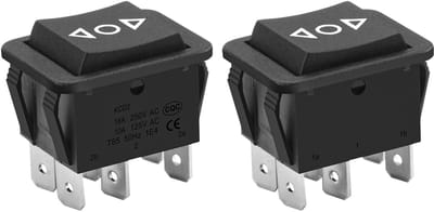 Allecto - Rocker Switch - Schakelaar - 16 A 250 V - Zwart - Toggle Button - Perfect voor Elektrische Toepassingen - 2 Stuks