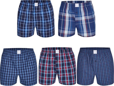 MG-1 Wijde Boxershorts Heren 5P D623 Multipack Blauw - Maat XL - Losse boxershort heren
