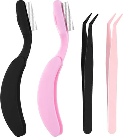 Vouwbare Wimperkam en Wimperpincet Set - Precisie Wimper Separator en Definitor voor Professionele Wimperextensions en Make-up Tools
