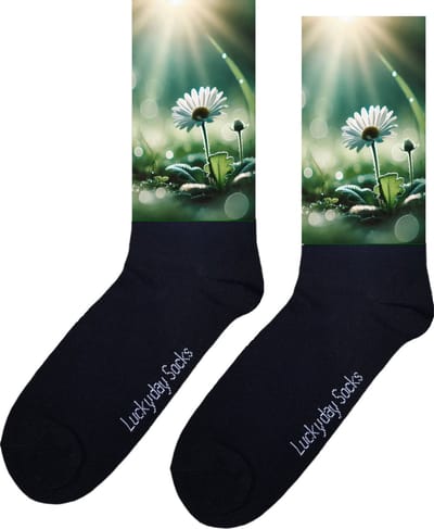 Kamille - Opkikker - Grappige sokken - Valentijn cadeau - Verjaardag cadeau - Sint cadeau - Leuke sokken - Bloem - Vrolijke sokken - Cadeautje - Grappig cadeau - Kerst sokken - Vaderdag - Moederdag - Socks maken Happy - 37-44